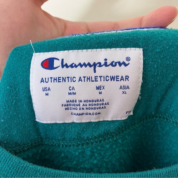 Vintage Champion teal sweatshirt M - Picture 4 of 5